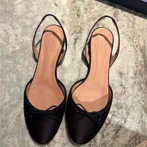 Malone Souliers Black Flats with Bow Detail